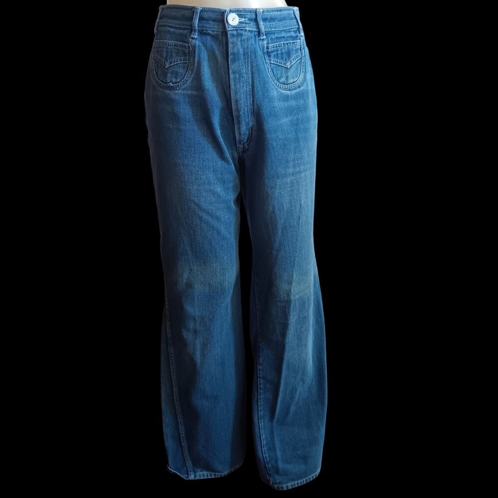 Vintage Women's Disco Jeans 26x30 13/14 1970's High-Waisted Denim Stash Pockets